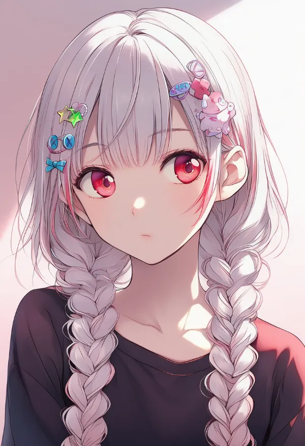 ボタン型の髪飾りを指定するプロンプトとAIイラスト作例