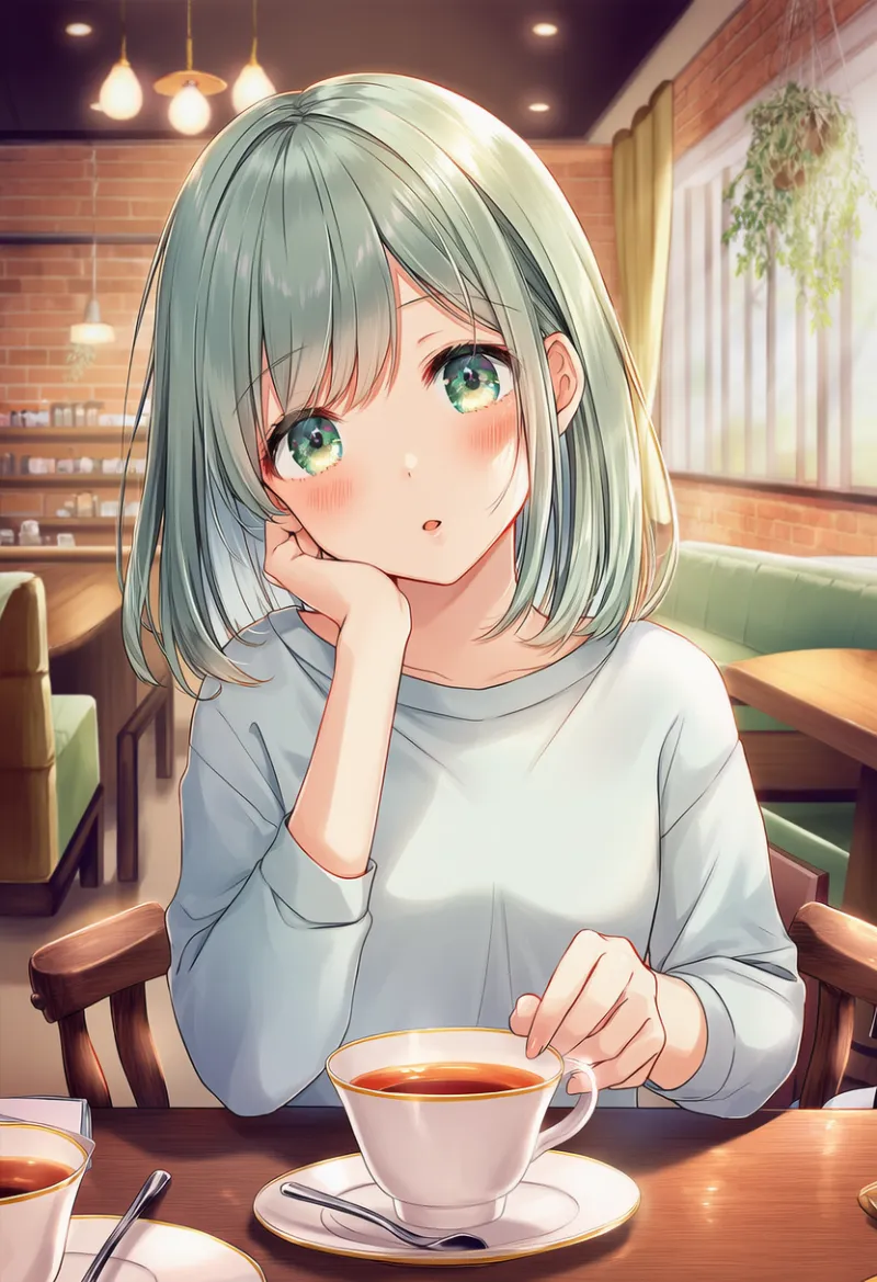 カフェの店内のAIイラスト作例とプロンプト紹介