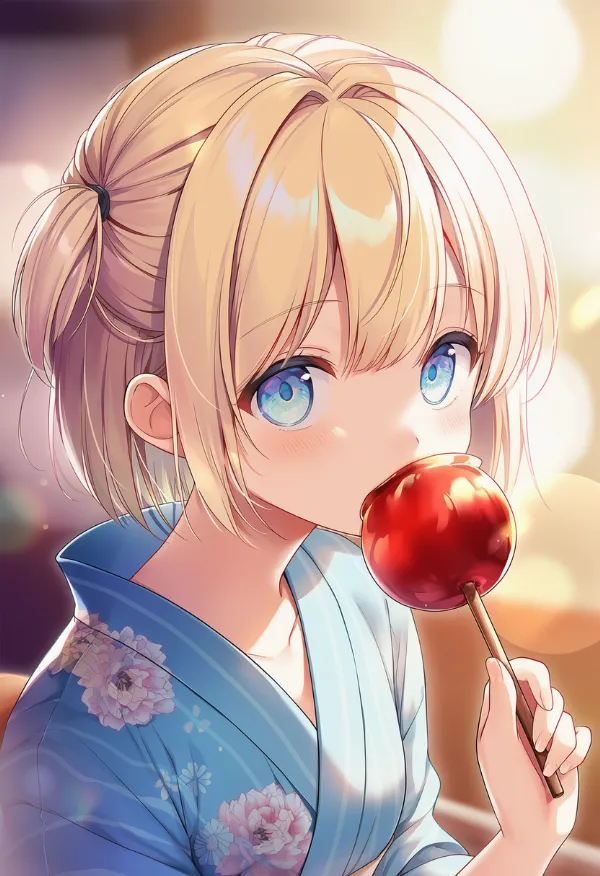 りんご飴のAIイラスト｜プロンプト紹介