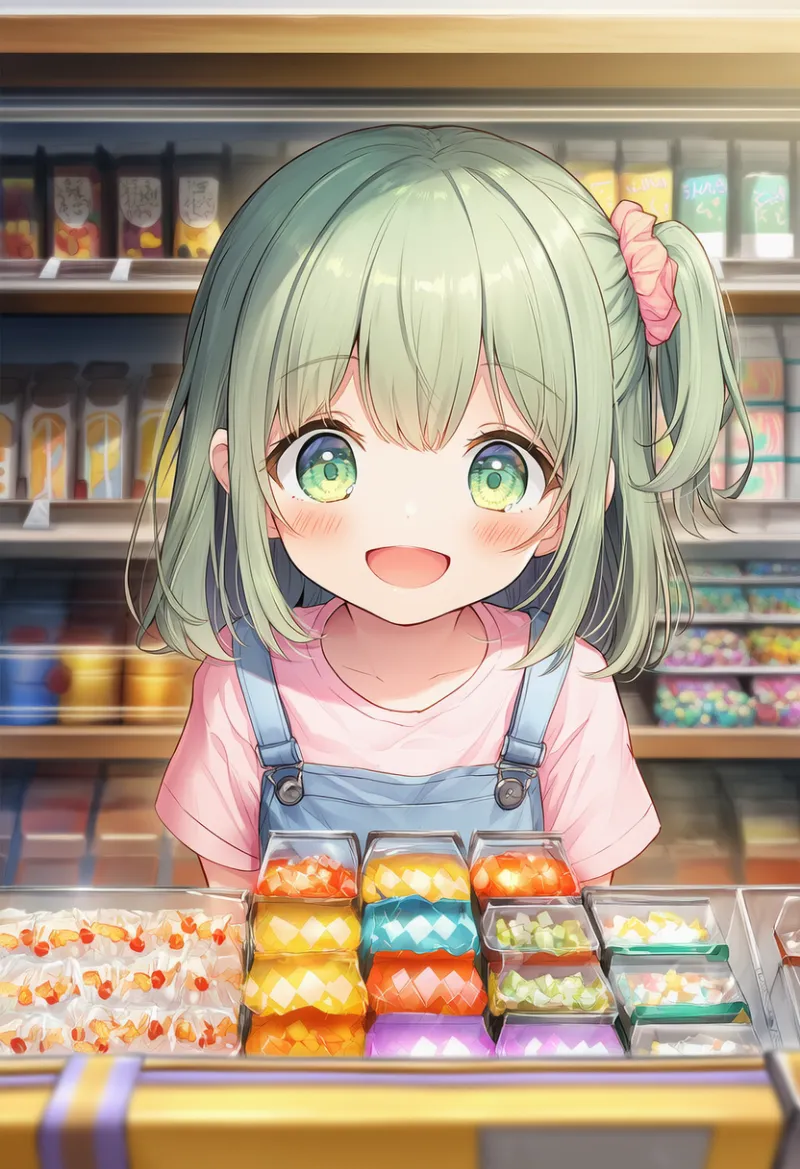 お菓子屋の店内のAIイラスト作例とプロンプト紹介