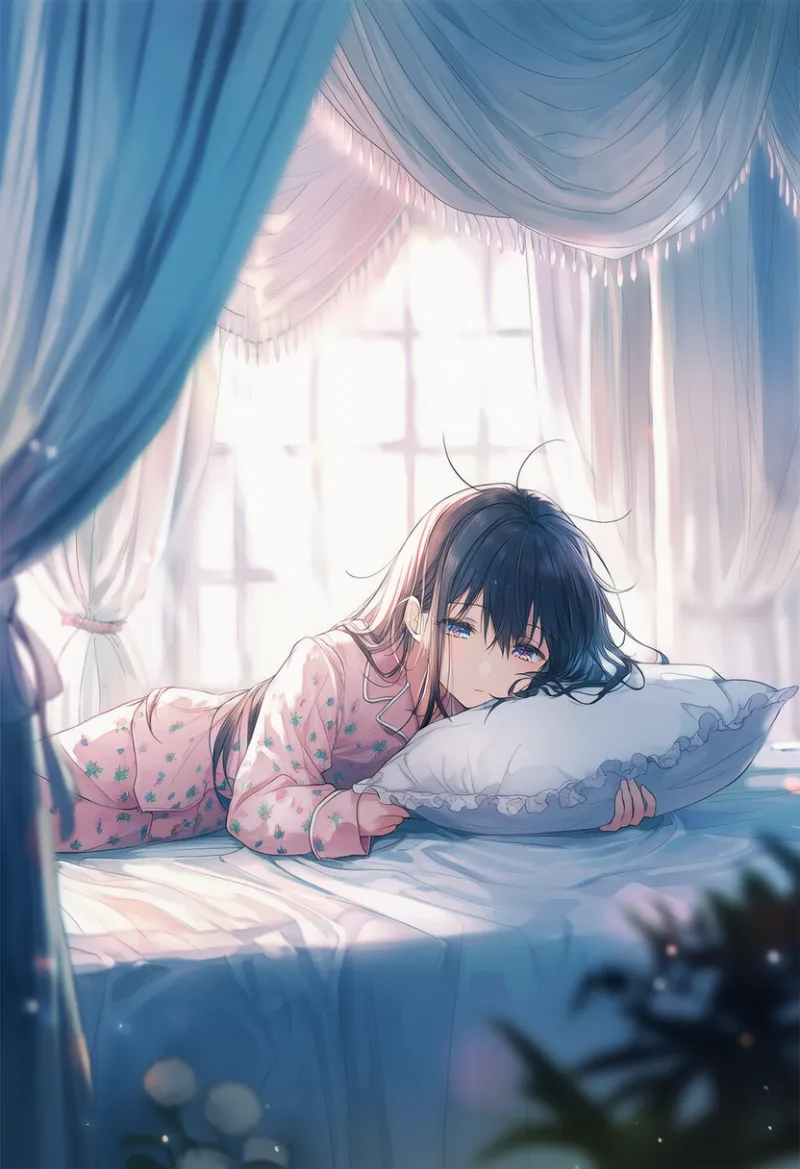 天蓋付きのベッドを再現したAIイラストとプロンプト