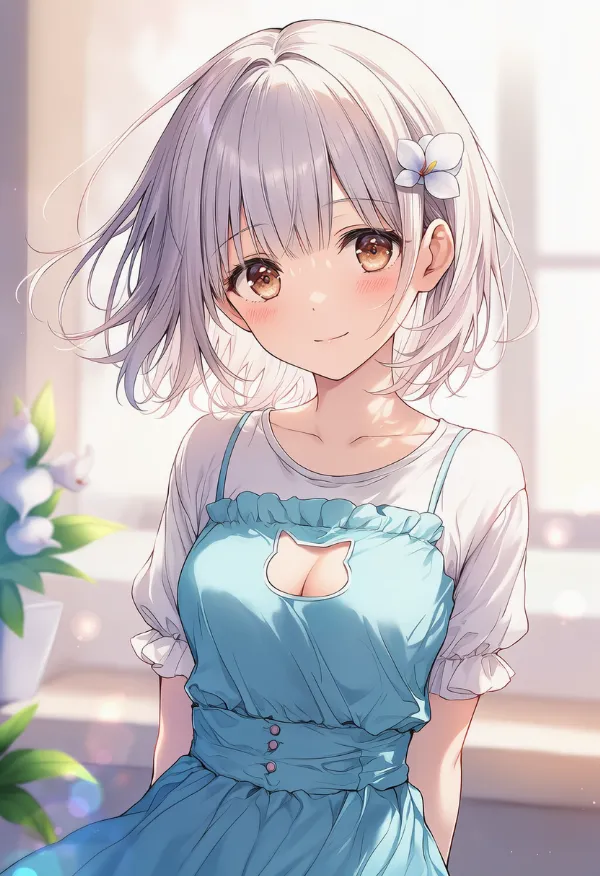 猫型のカットアウトのある服のプロンプトとAIイラスト