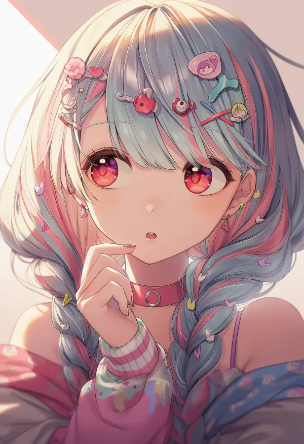 キャラクターの髪飾りを指定するプロンプトとAIイラスト作例