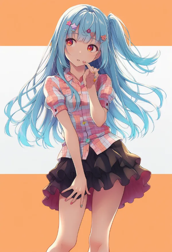 チェック柄のシャツ|デコラファッション用のプロンプトとAIイラスト