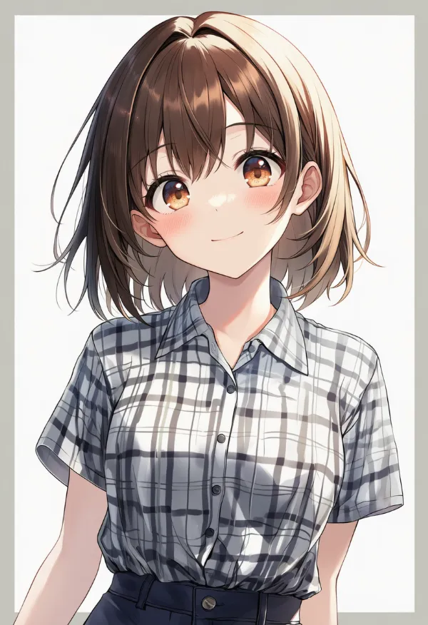 チェック柄の服プロンプト｜AIイラスト