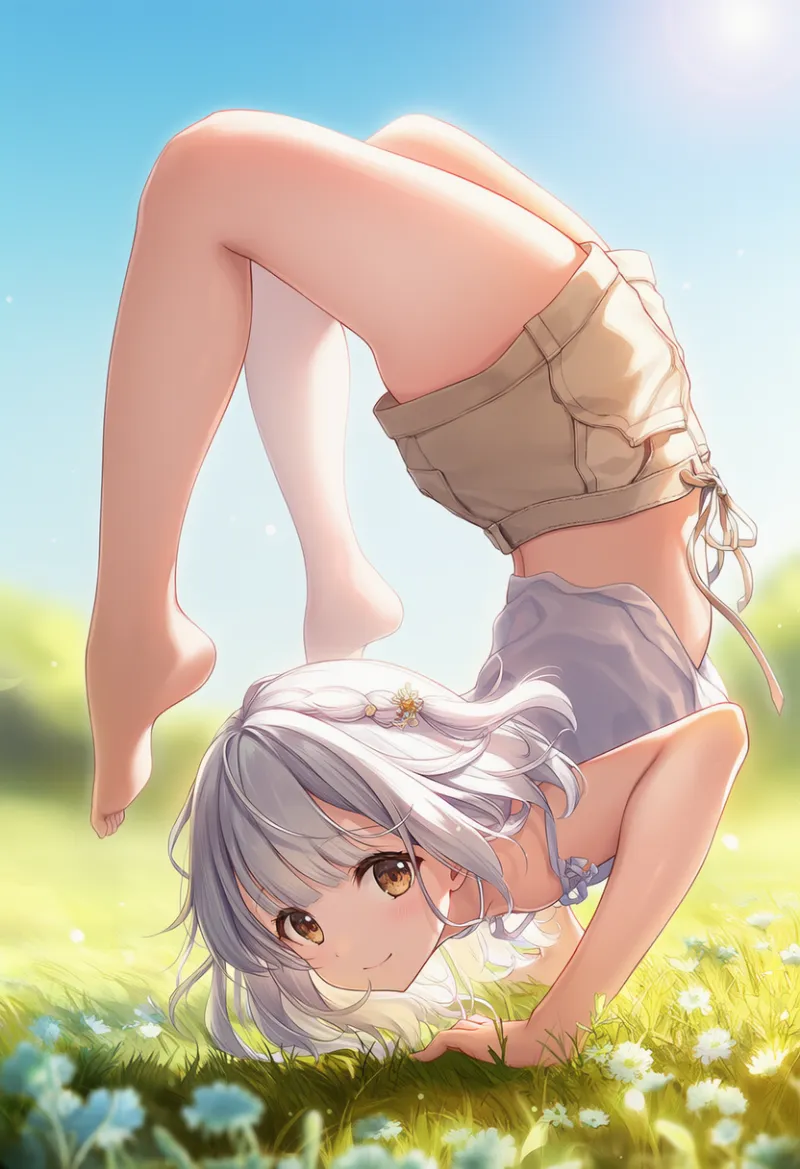 チェストスタンド + 倒立のAIイラスト|プロンプト紹介