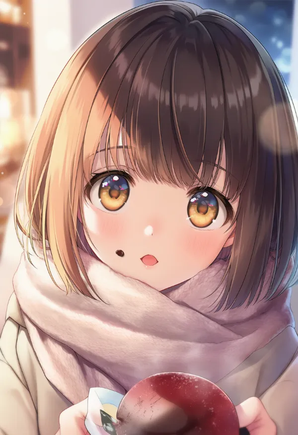 チョコが顔に付いているシーンのAIイラスト|プロンプト紹介