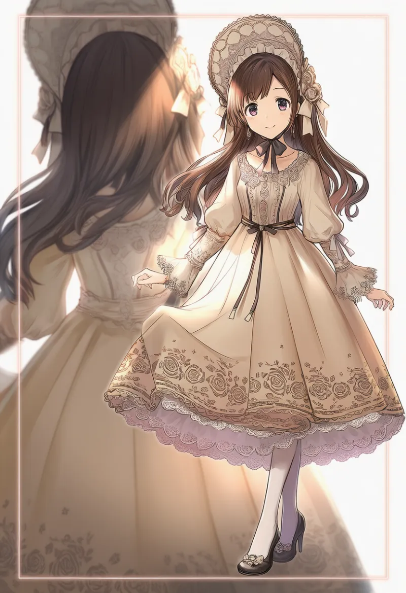 クラシックロリータのコーデプロンプト（ヴィクトリアン調）とAIイラスト