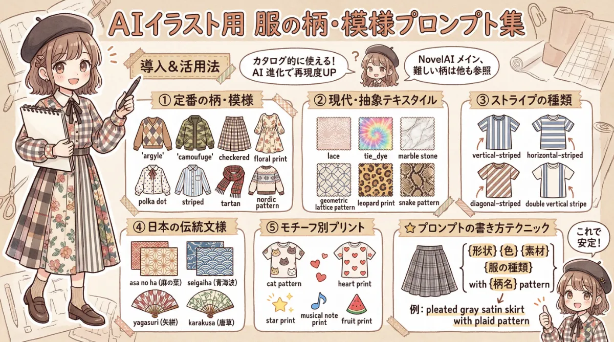 服の柄・模様のプロンプト81集【AIイラスト】