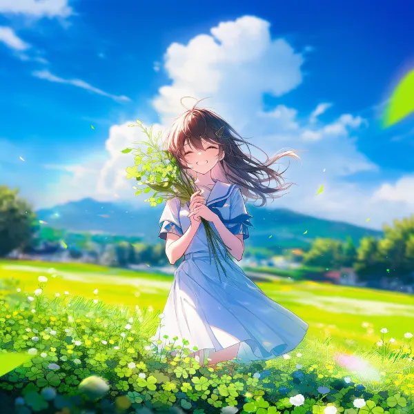 クローバー畑のプロンプト紹介｜植物のAIイラスト