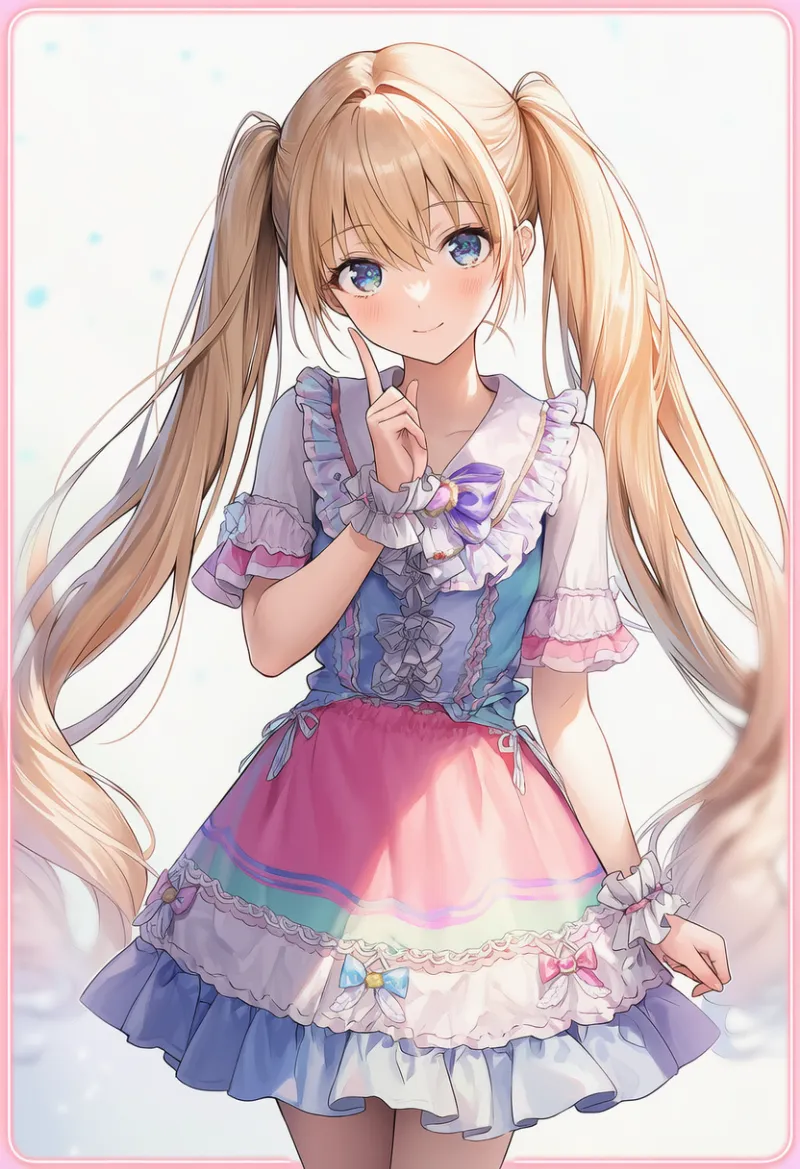 カラフルな服｜ゆめかわいいコーデのプロンプト（AIイラスト）