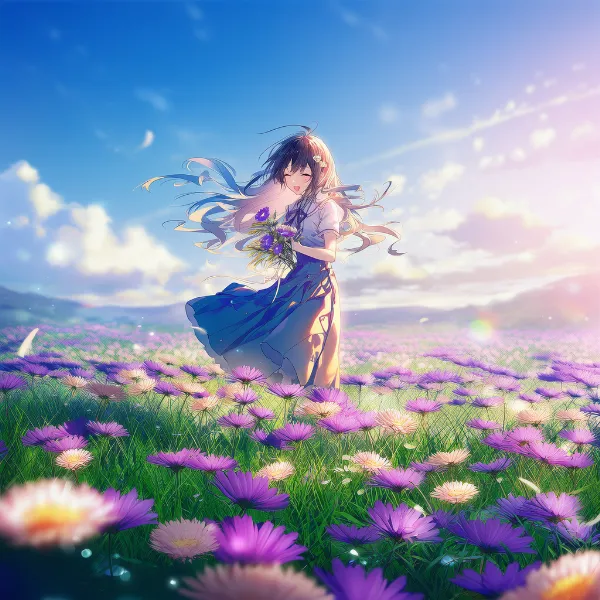 オダマキのプロンプト紹介｜多年草の花・AIイラスト