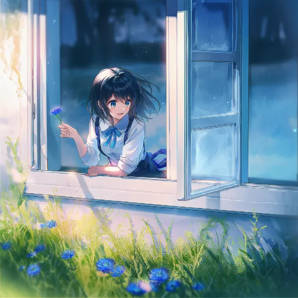 ヤグルマギクのプロンプト紹介｜野花・AIイラスト