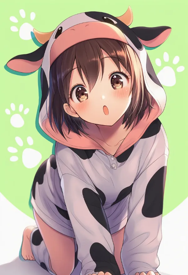 牛の動物コスプレのプロンプト｜AIイラスト