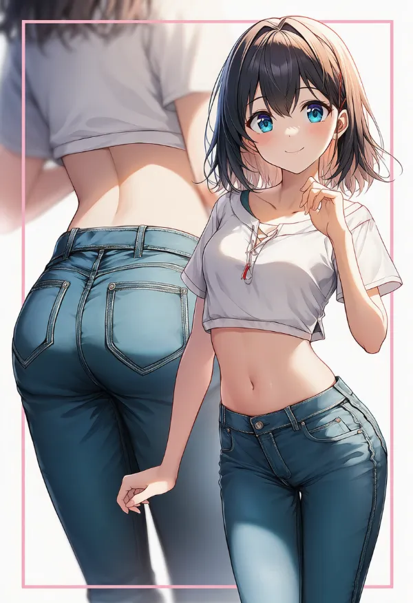 クロップトップの服装プロンプト|AIイラスト