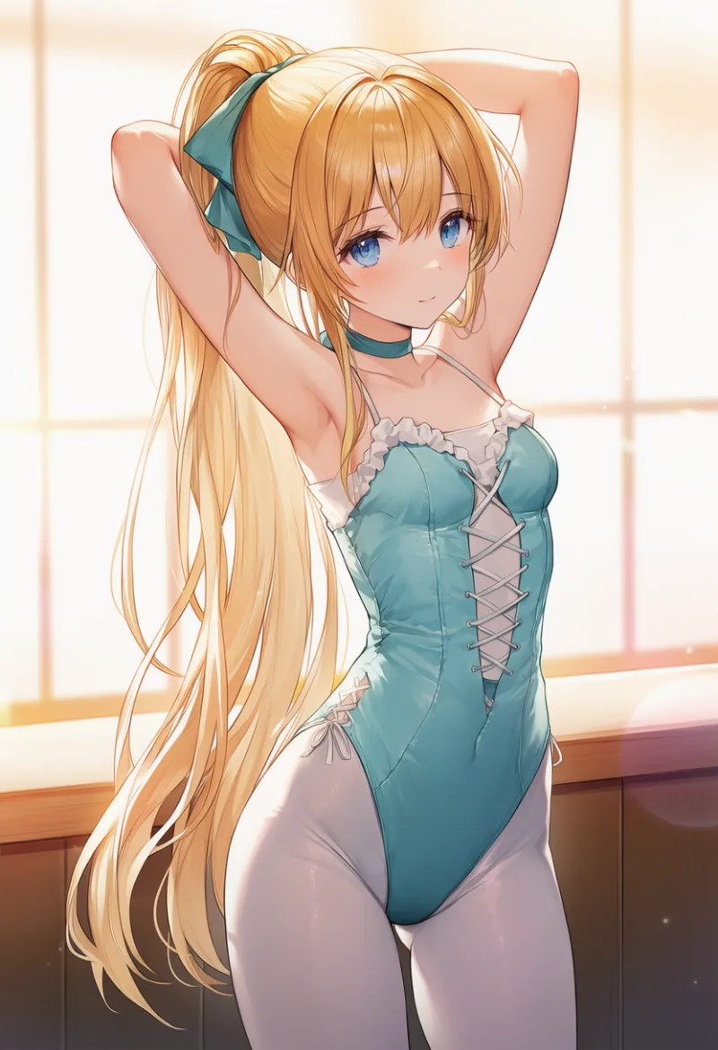 編み上げのレオタードのAIイラスト｜プロンプト紹介