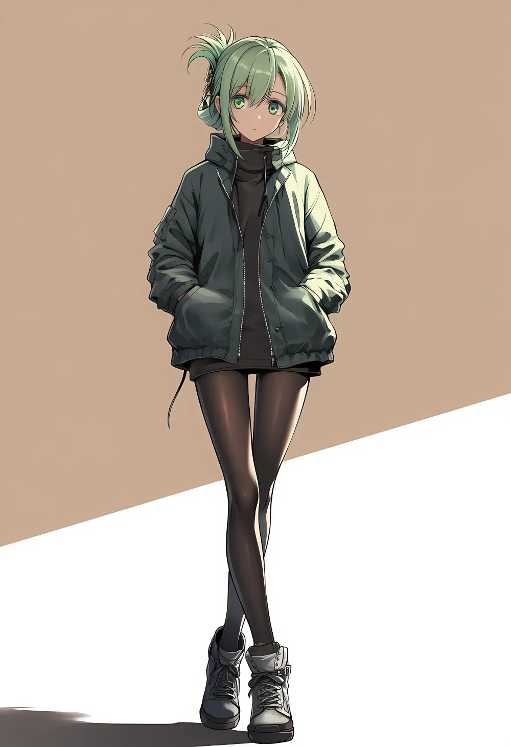 足を交差させて立つポーズのプロンプト｜AIイラスト