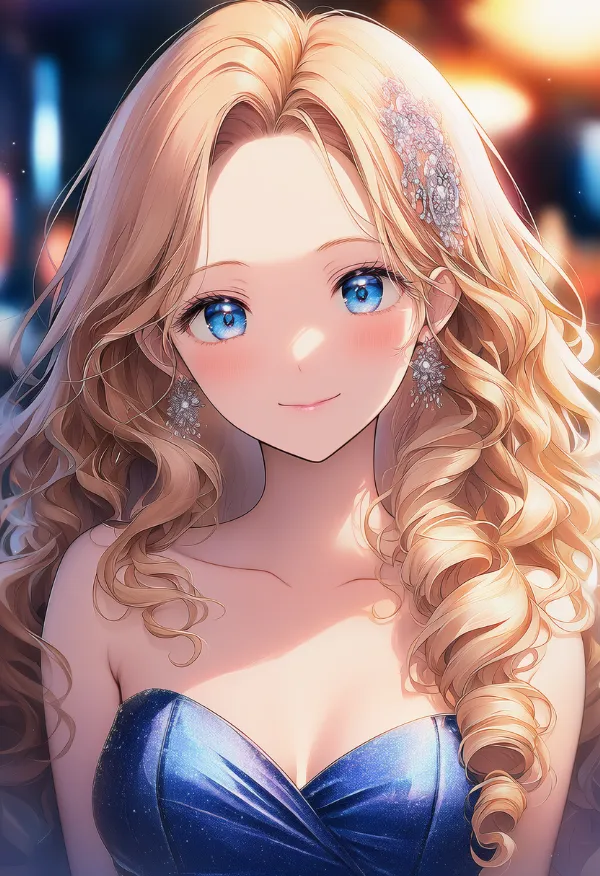 ゆるふわの髪型のプロンプト｜キャバ嬢の髪型のAIイラスト作例