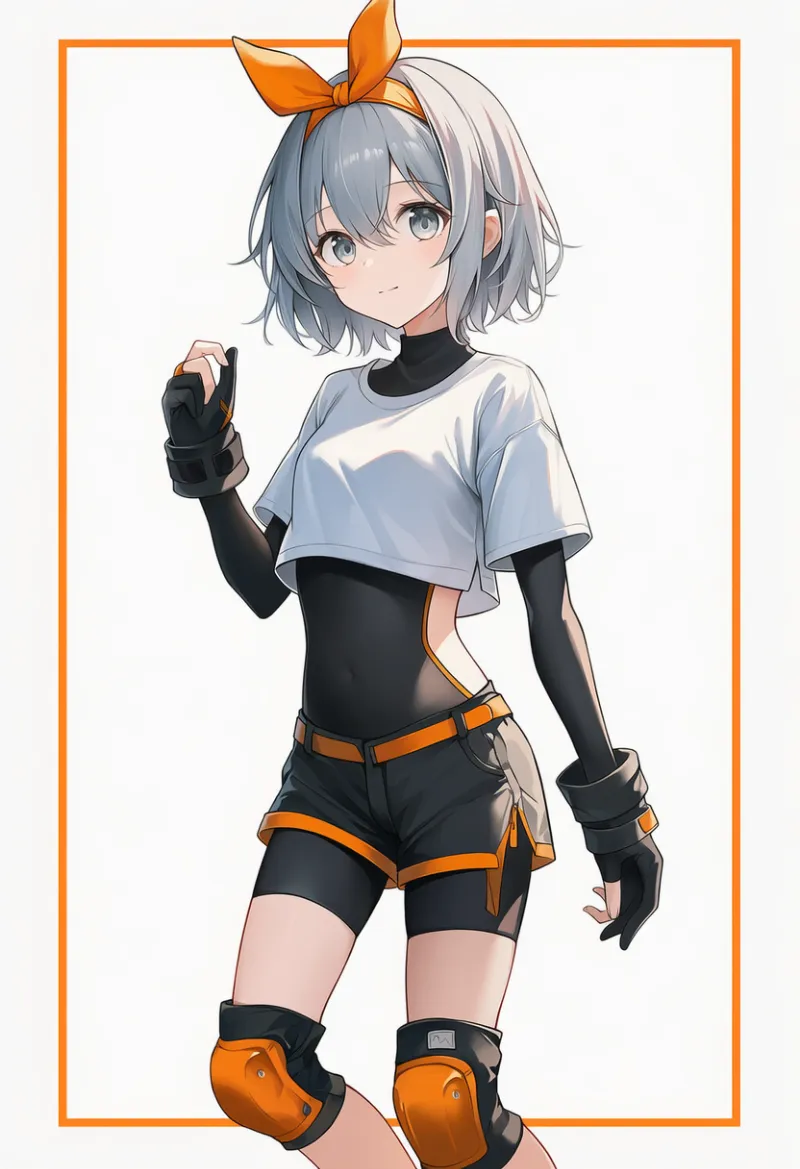 サイドカットアウトのボディスーツとスリット入りショーツのプロンプトとAIイラスト作例