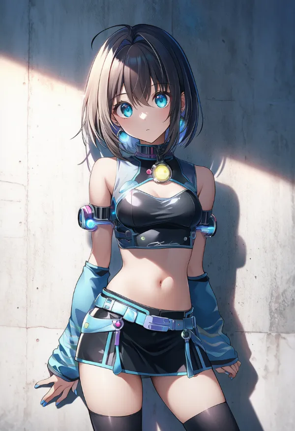 サイバーファッションのAIイラストとプロンプト紹介｜y2kファッションの組み合わせ