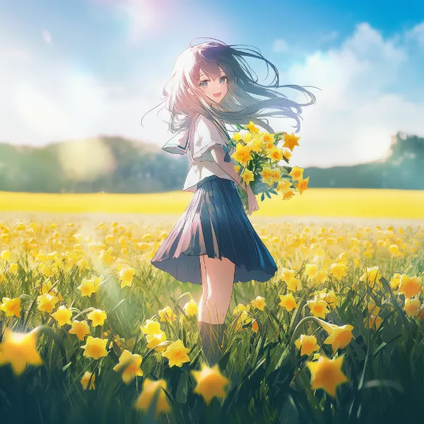 スイセンのプロンプト紹介｜球根花・AIイラスト