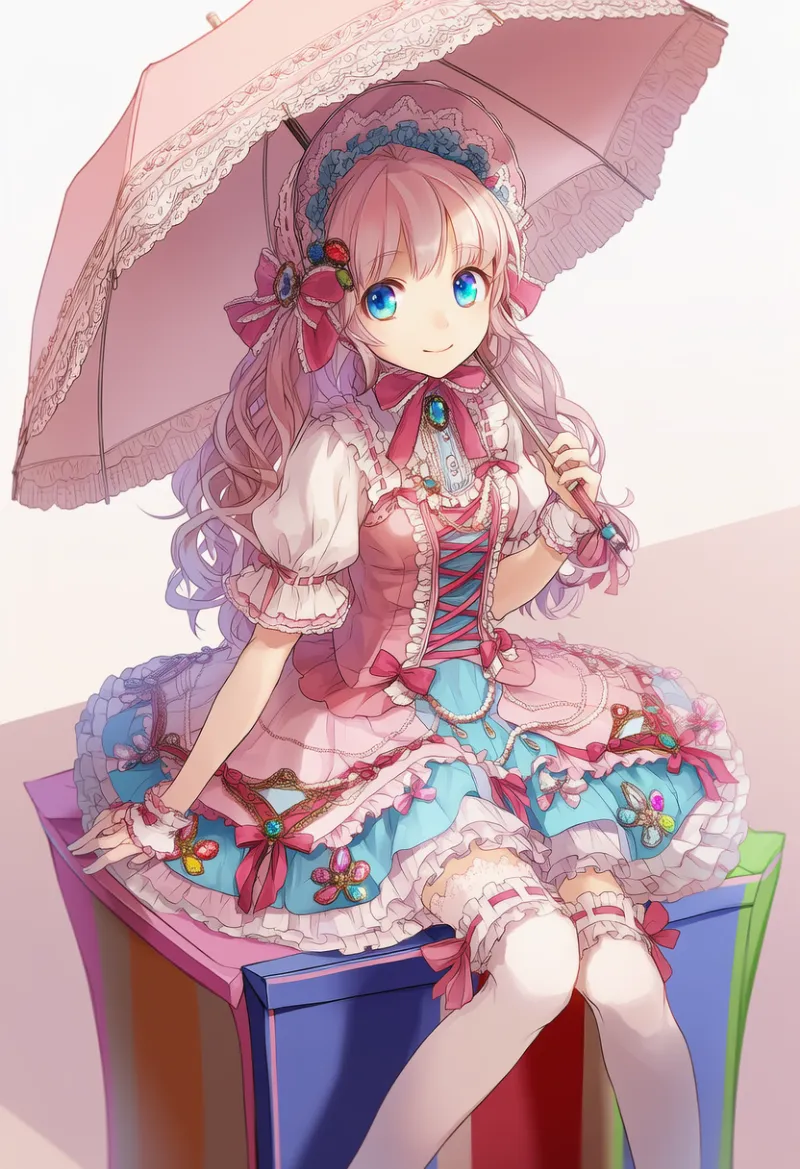 ロリータミックスのデコラファッションのプロンプト|AIイラスト