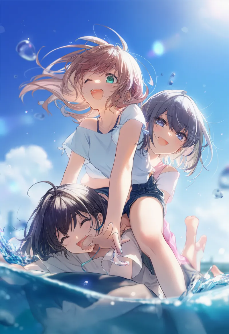 ドッグパイル(崩れて重なる)のプロンプトとAIイラスト