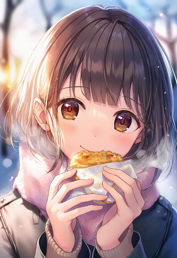 食べるシーンのAIイラスト|プロンプト紹介