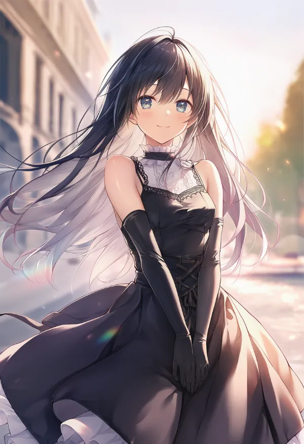 お嬢様ファッション|肘まであるグローブのプロンプトとAIイラスト