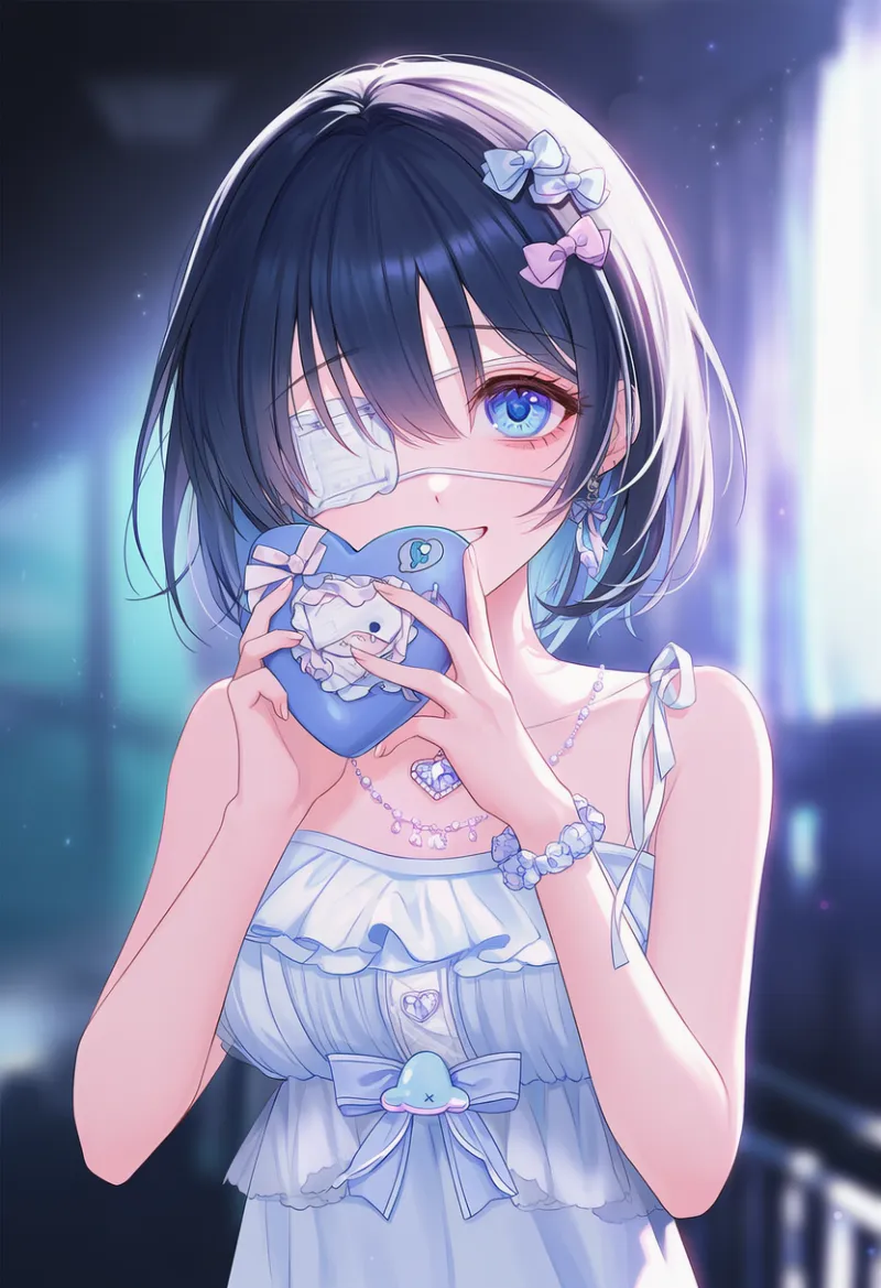 眼帯のAIイラスト|病みかわいいファッションアイテムのプロンプト紹介