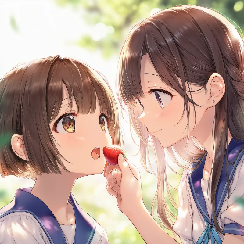 食べさせてもらうシーンのAIイラストの作例2|プロンプト紹介