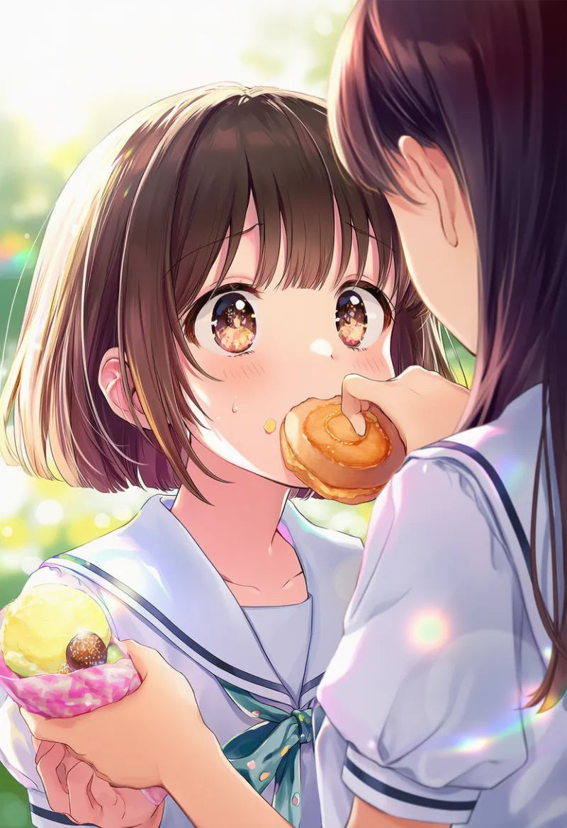 無理やり食べさせるシーンのプロンプト|AIイラスト作例