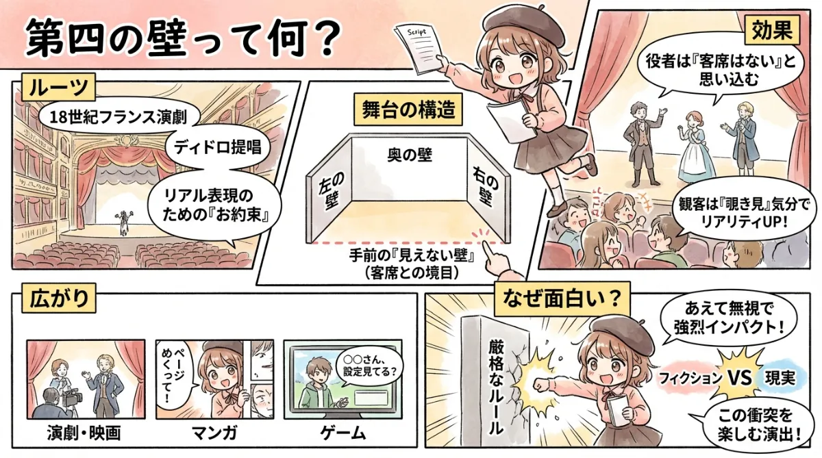 「第四の壁とは?」図解イラスト