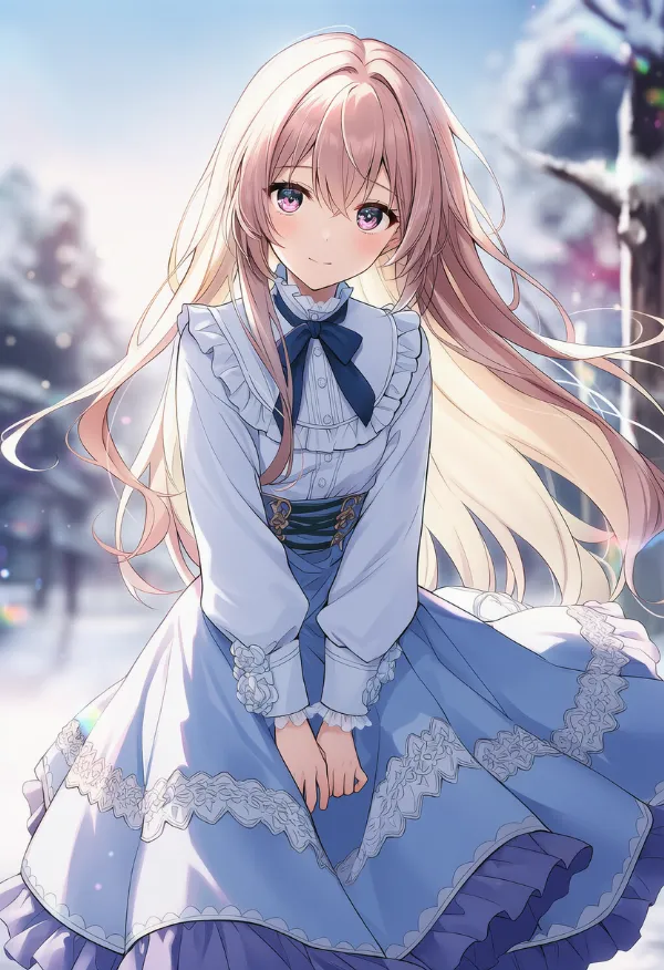 お嬢様ファッション|フリル付きドレスのプロンプトとAIイラスト