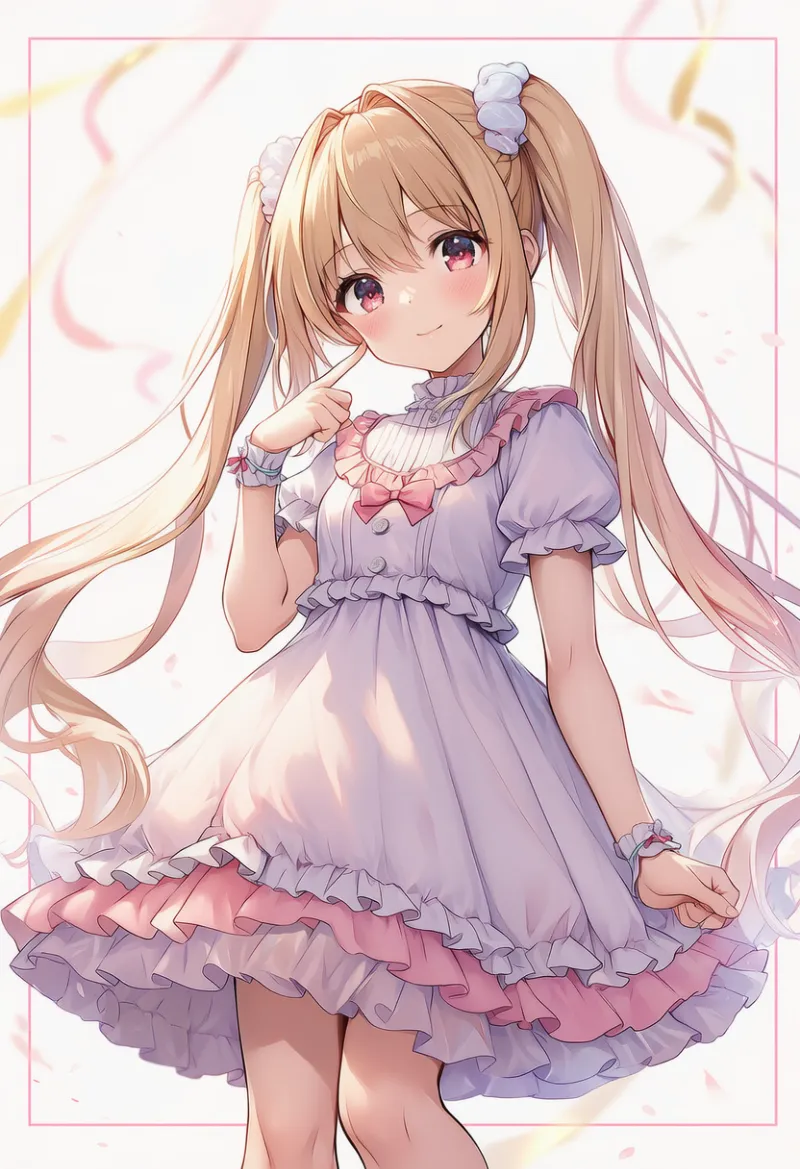 フリルの付いた服｜ゆめかわいいコーデのプロンプト（AIイラスト）