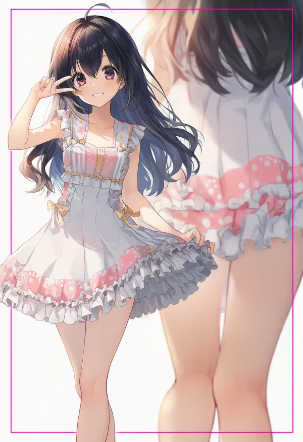 フリルドレスの服装プロンプト|AIイラスト