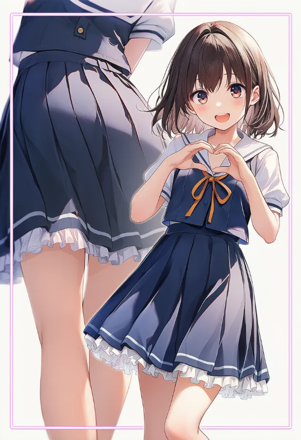 制服にフリルをつけてアレンジした服のAIイラスト作例