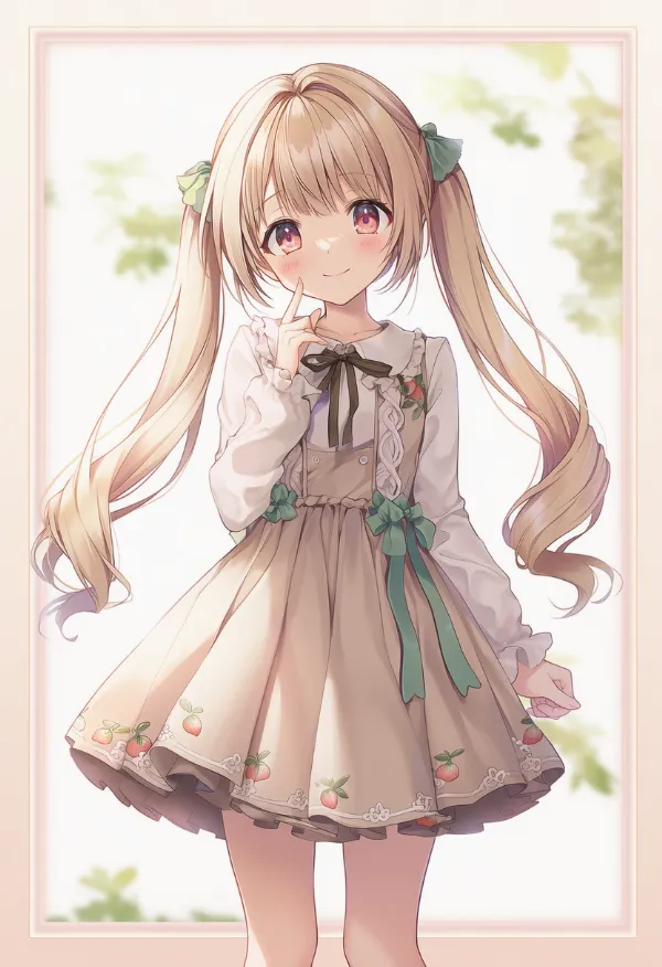 フルーツ柄の服｜ゆめかわいいコーデのモチーフのプロンプト（AIイラスト）