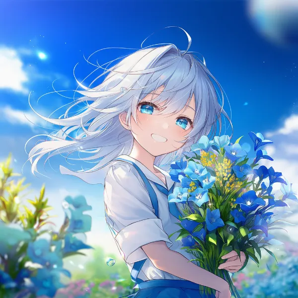 リンドウのプロンプト紹介｜野花・AIイラスト