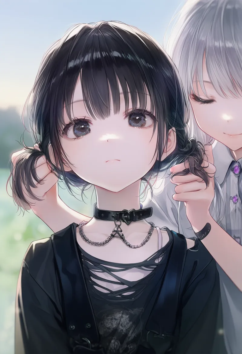 他人の髪を後ろから掴むAIイラスト|プロンプト紹介