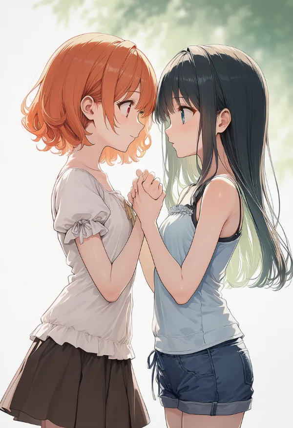 両手を掴むAIイラスト|プロンプト紹介