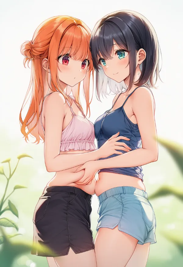 脇腹を掴むAIイラスト|プロンプト紹介