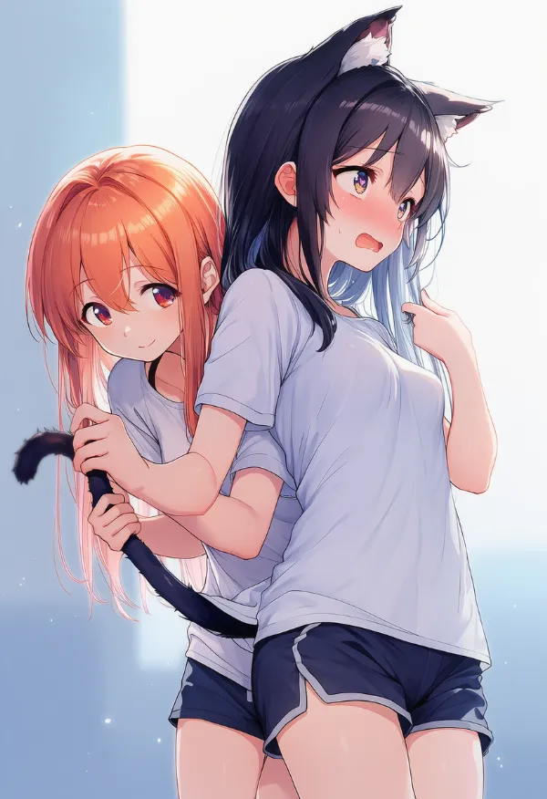 尻尾を掴むAIイラスト|プロンプト紹介