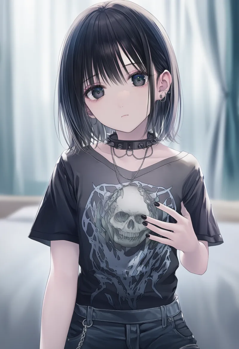 自分の胸を掴むAIイラスト|プロンプト紹介