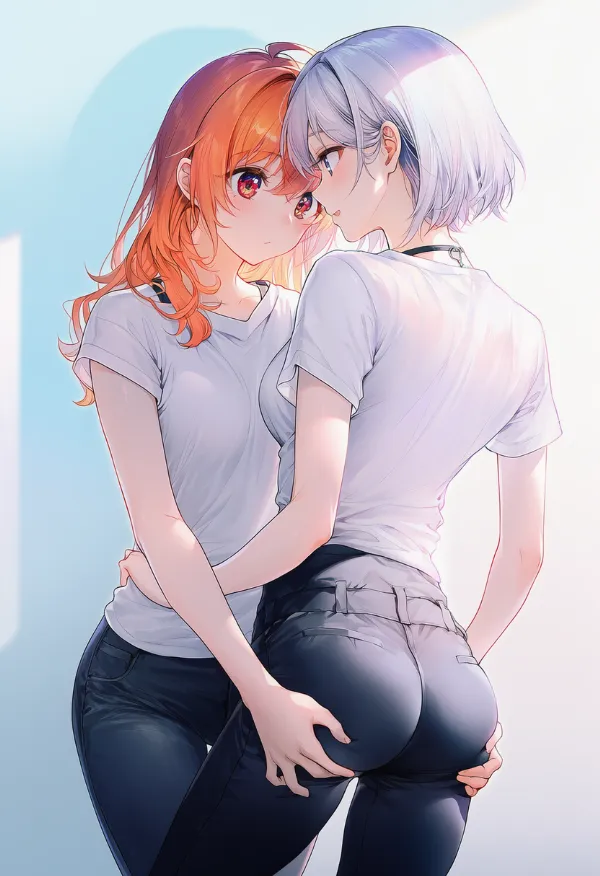 相手のお尻を掴むAIイラスト|プロンプト紹介