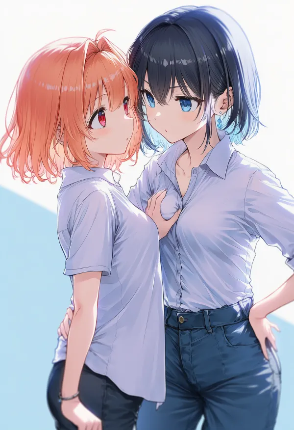 相手の胸を掴むAIイラスト|プロンプト紹介