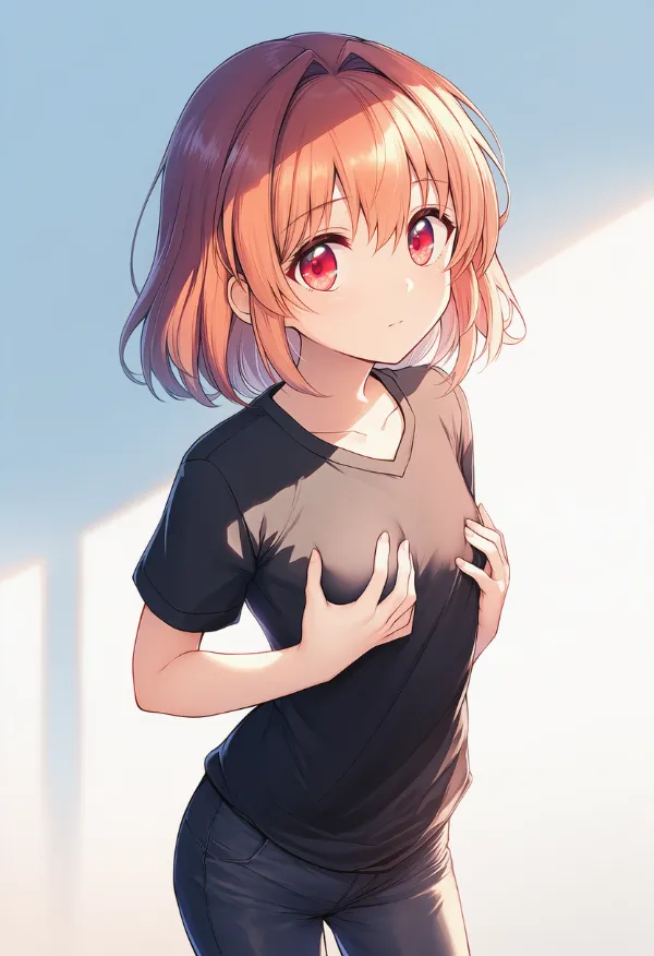 自分の胸を掴むAIイラスト|プロンプト紹介