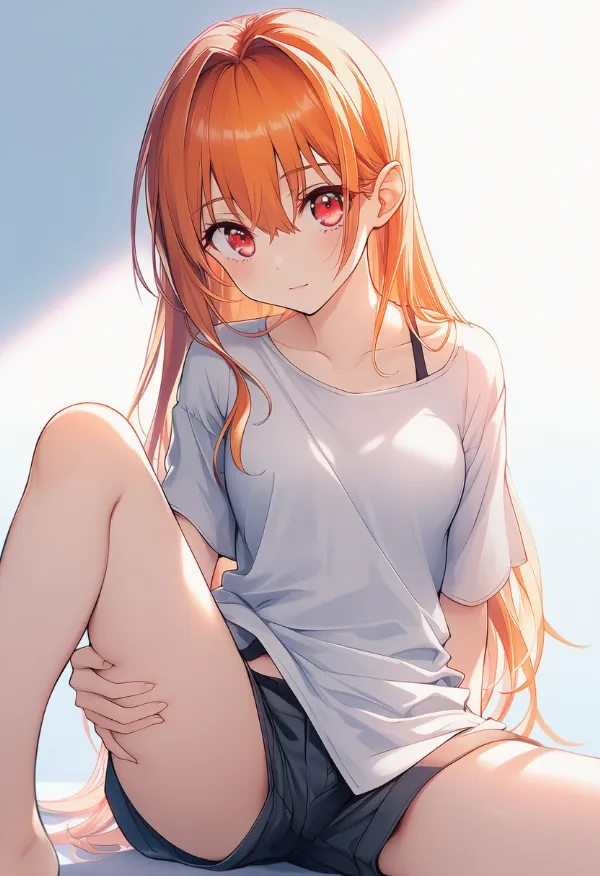 自分の太ももを掴むAIイラスト|プロンプト紹介