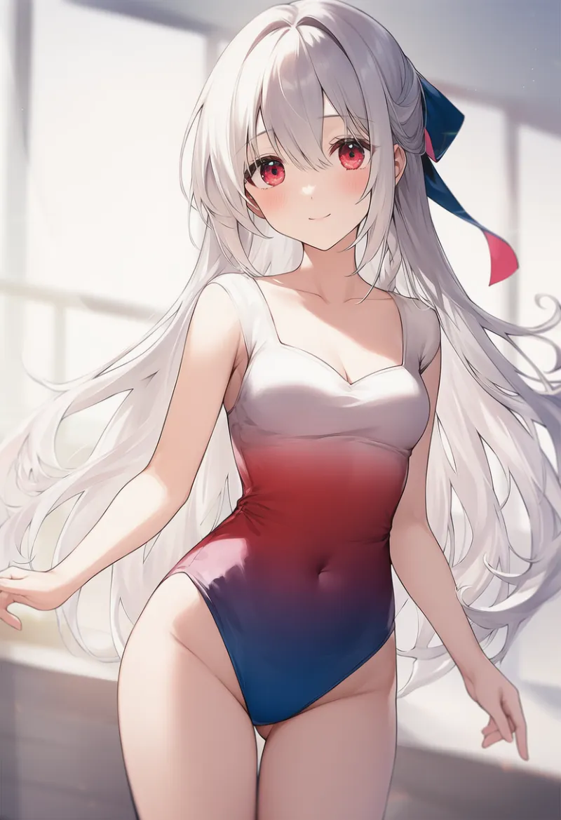 グラデーションカラーのレオタードのAIイラスト｜プロンプト紹介