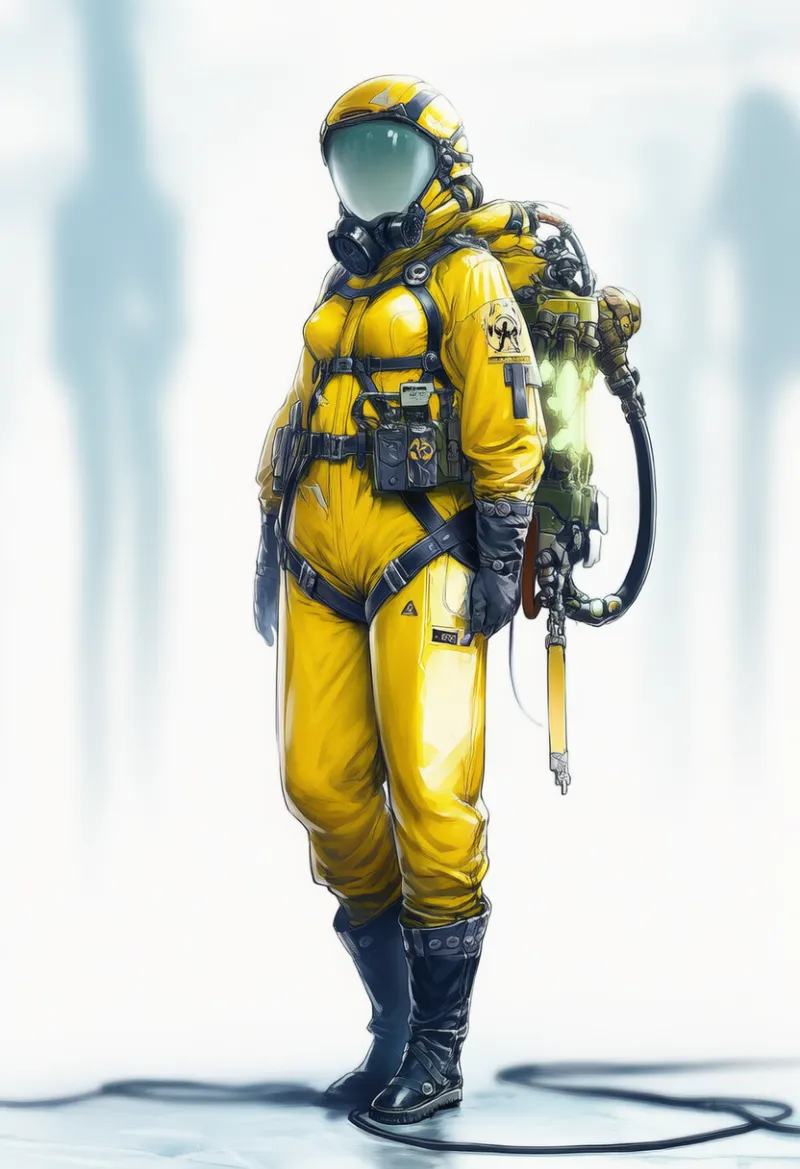 防護服を再現する基本プロンプトとAIイラストの作例-1